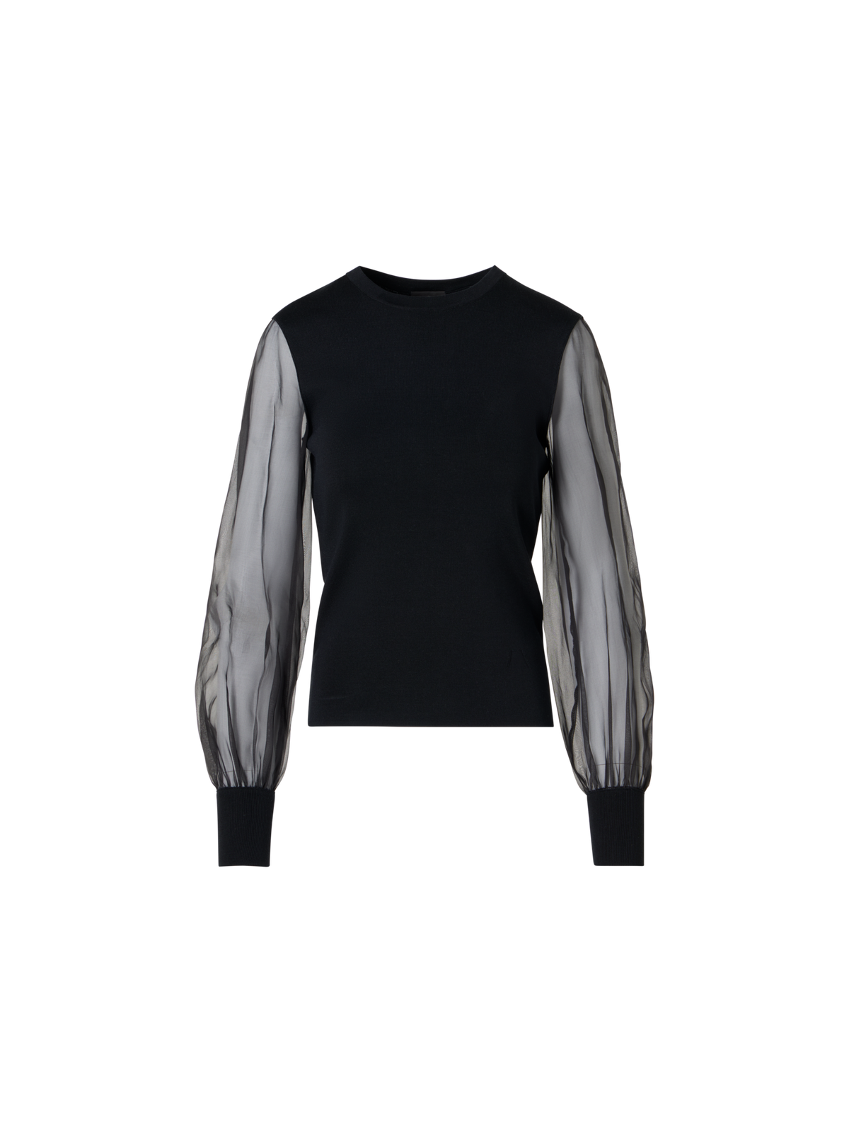Designer Taillierter Strickpullover aus Seiden-Stretch - Schwarz