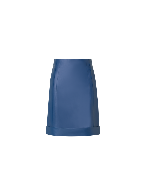 Designer Kurzer Lederrock - Blau