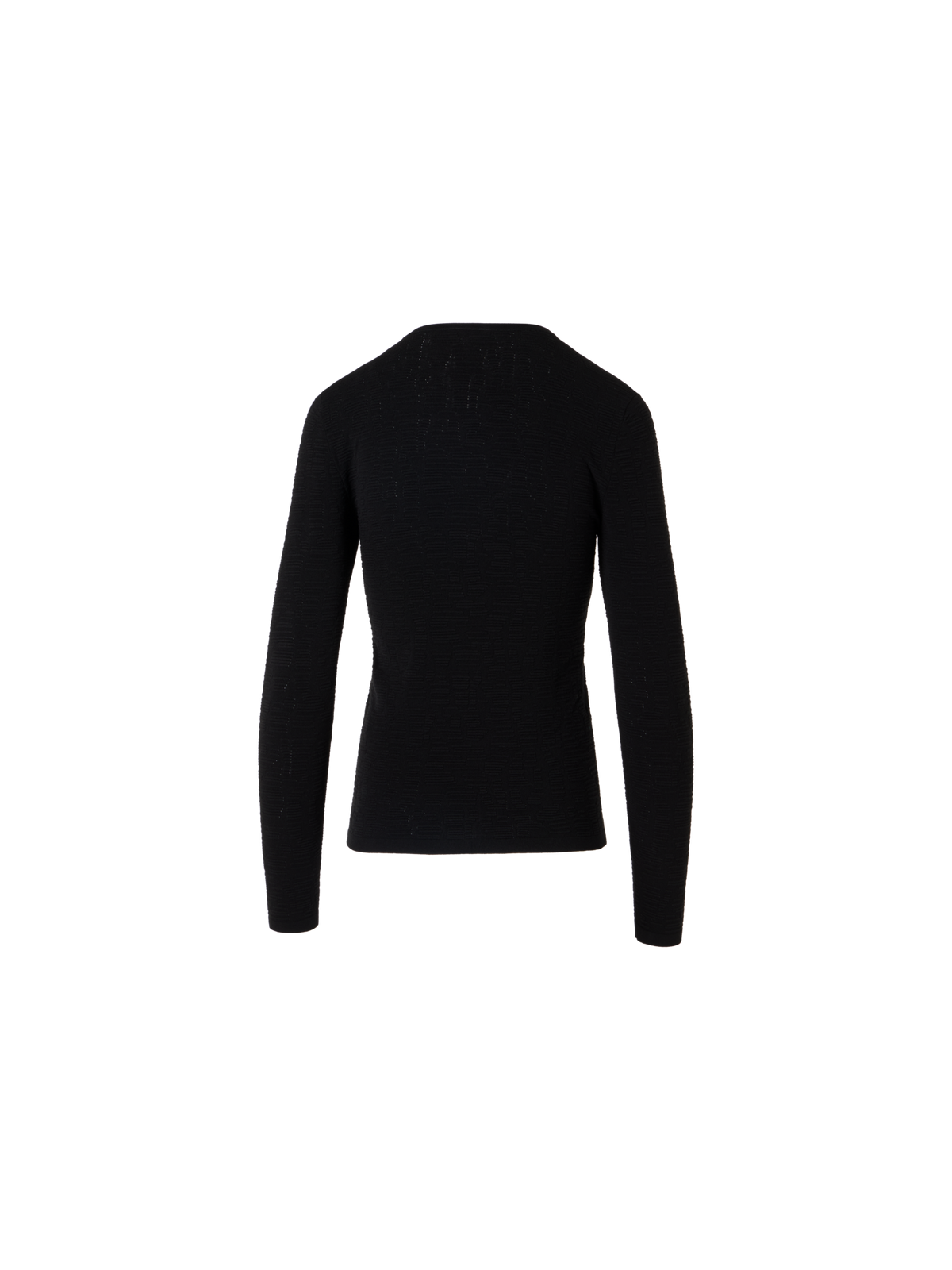 Designer Langärmeliger Strickpullover aus tonalem Dance Movement Jacquard - Schwarz