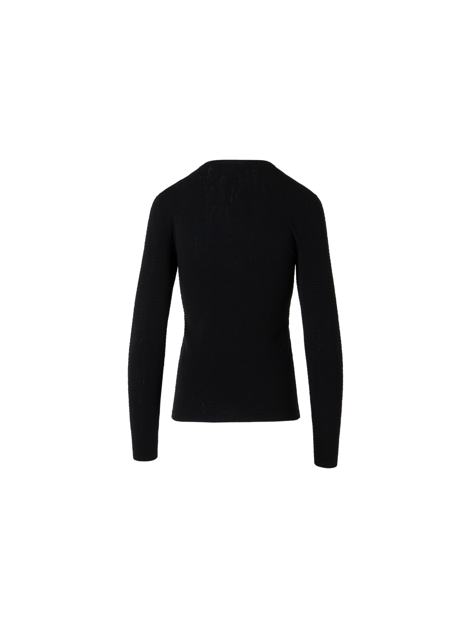 Designer Langärmeliger Strickpullover aus tonalem Dance Movement Jacquard - Schwarz