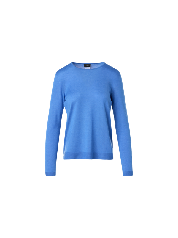 Designer Nahtloser Rundhalspullover aus Kaschmirseide - Dunkelblau - Blau
