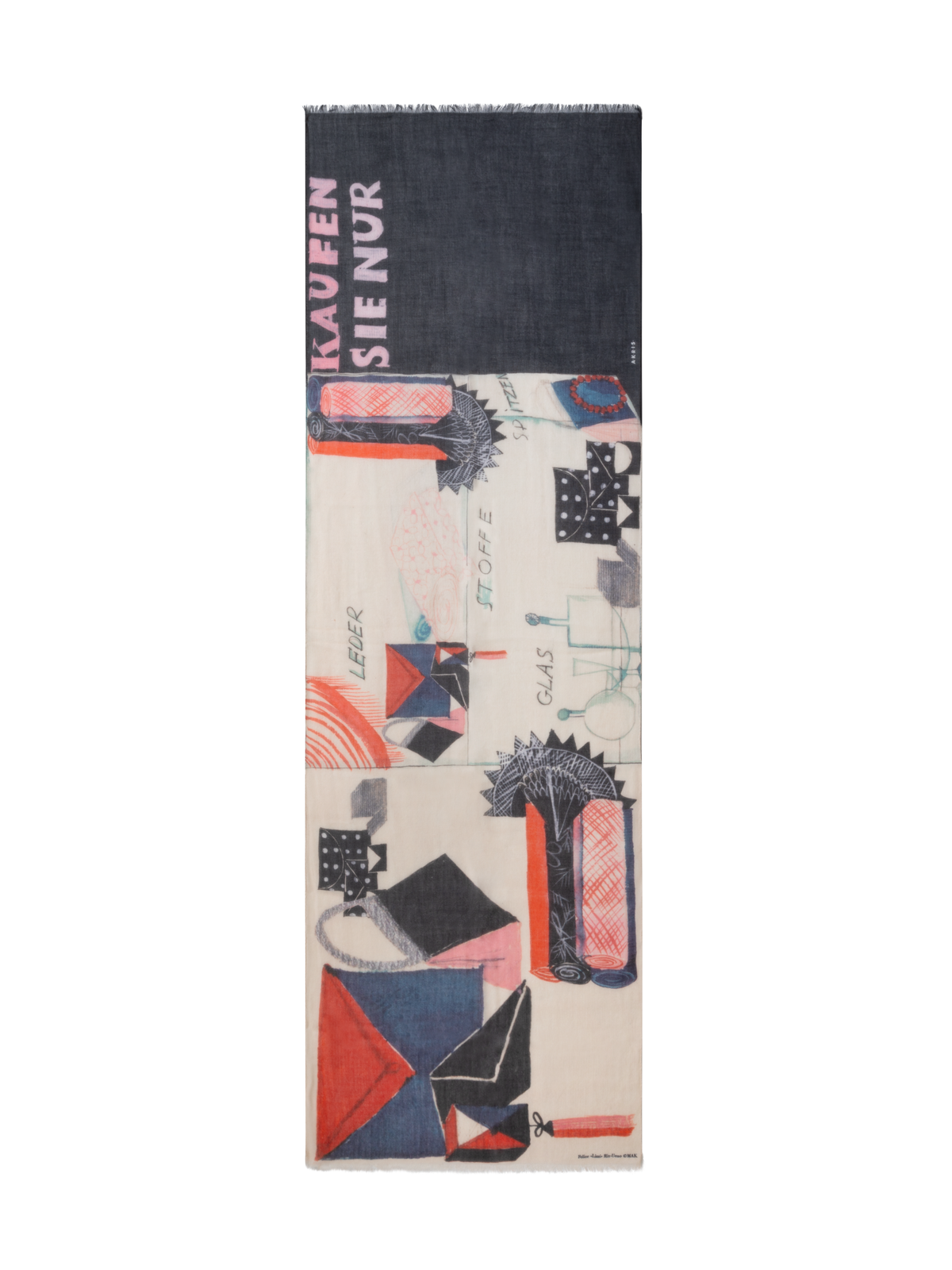 Designer Kaschmirschal mit "Kaufen Sie Nur" Druck - Schwarz - Bunt - Rot