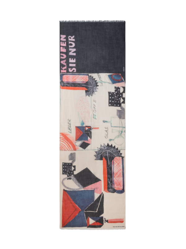 Designer Kaschmirschal mit "Kaufen Sie Nur" Druck - Schwarz - Bunt - Rot