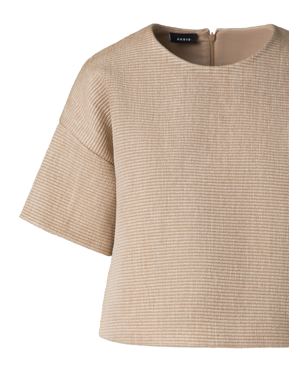 Designer Boxy-Bluse aus weichem Baumwoll-Raffia - Beige