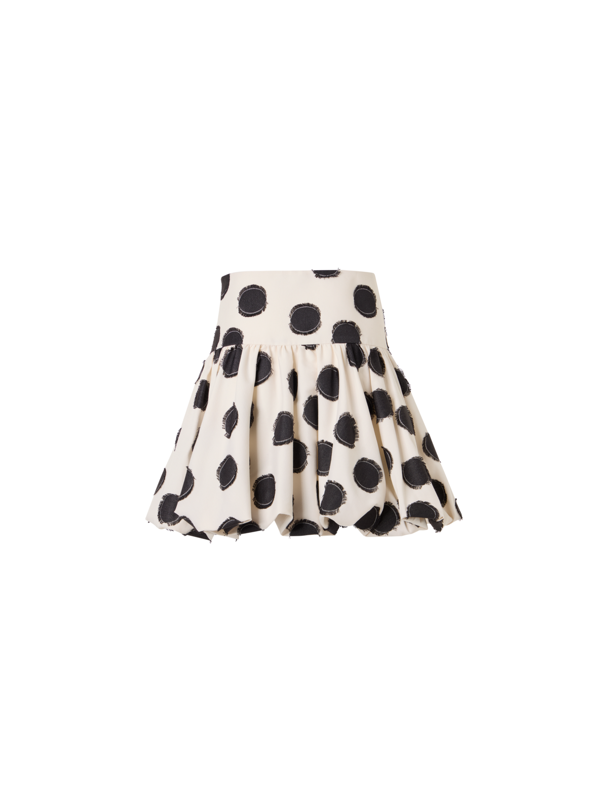 Designer Ausgestellter Minirock aus fransigem Punkte-Jacquard - Bunt - Weiss