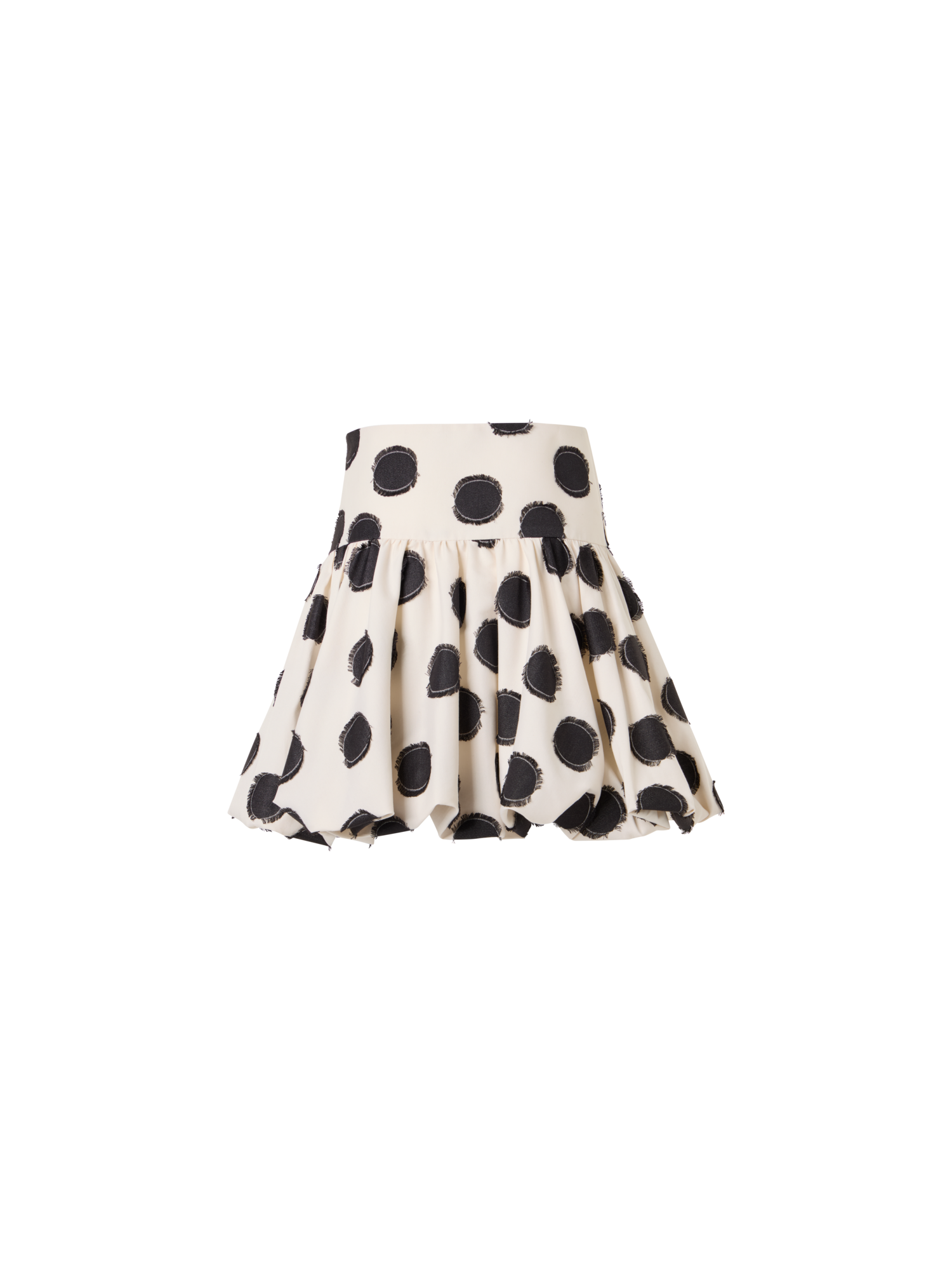 Designer Ausgestellter Minirock aus fransigem Punkte-Jacquard - Bunt - Weiss