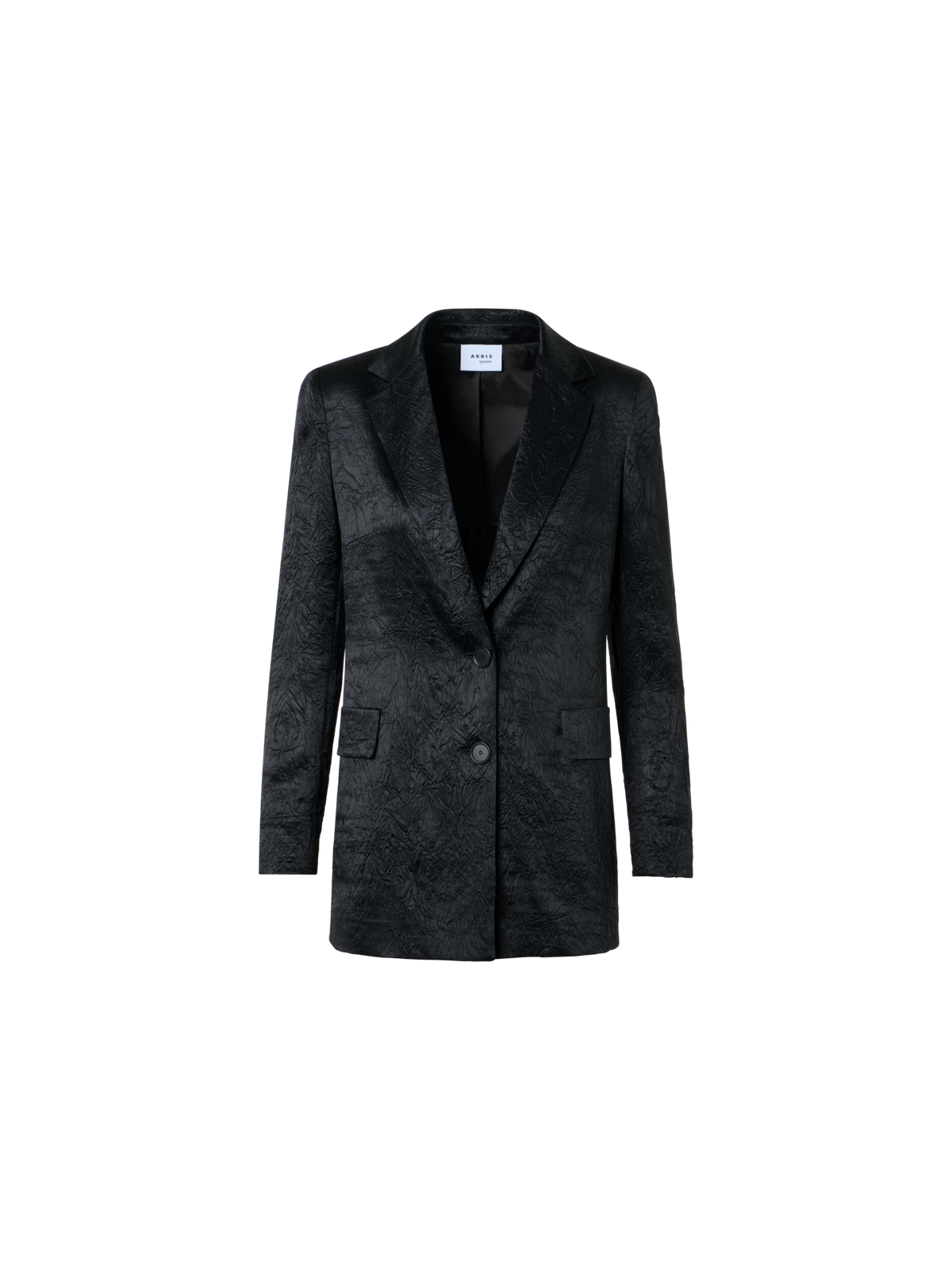 Designer Boyfriend-Jacke aus Knitter-Satin - Schwarz