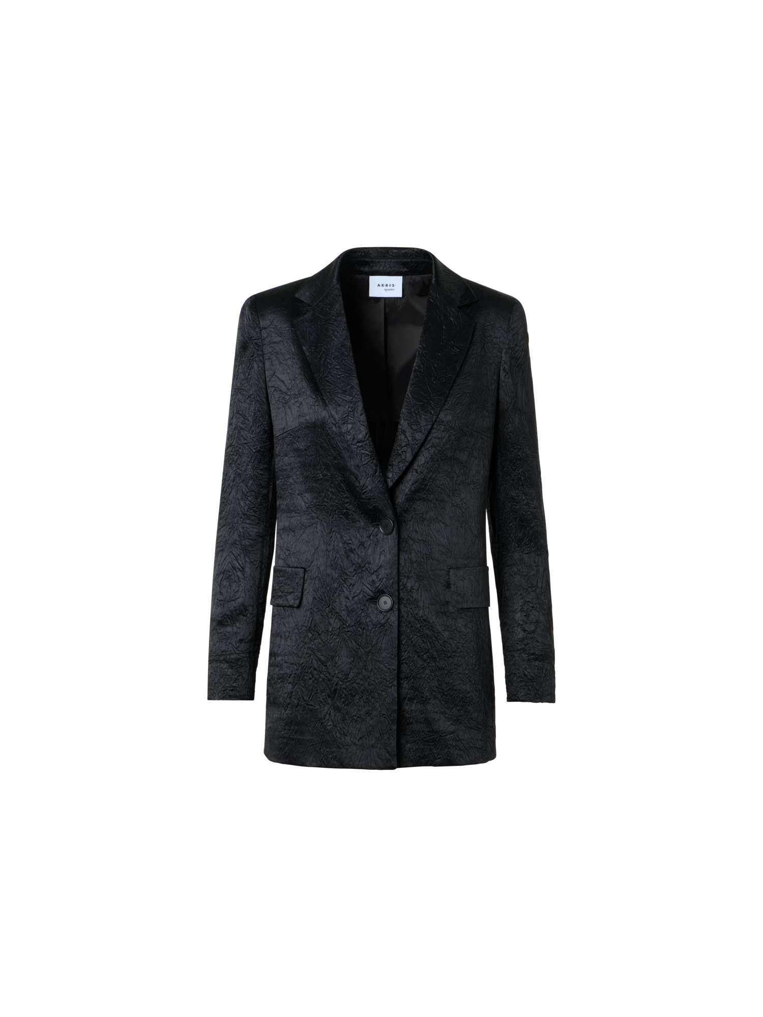 Designer Boyfriend-Jacke aus Knitter-Satin - Schwarz