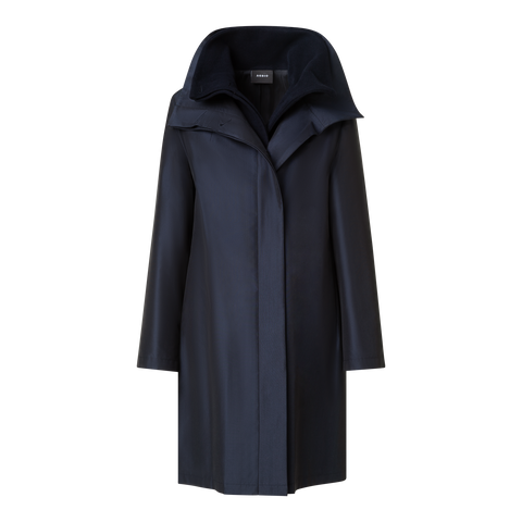 Layered Wool Coat with Removable Silk Layer