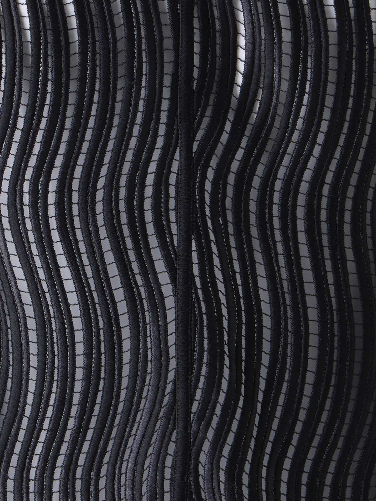 Designer Hekka lange transparente Jacke aus Wave-Guipure - Schwarz