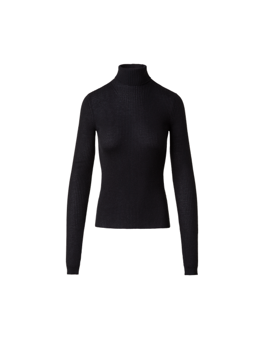 Designer Rollkragenpullover aus Kaschmir und Seide - Schwarz - Violett - Grau - Braun