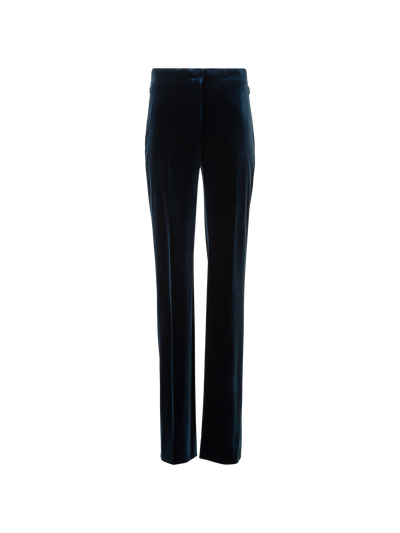 Designer Gerade Stretch Techno Samt Hose - Dunkelblau - Blau