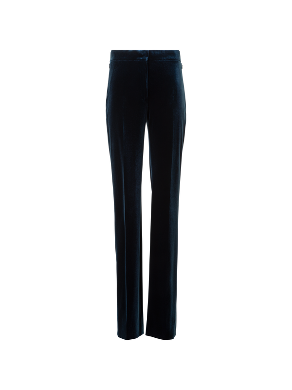 Designer Gerade Stretch Techno Samt Hose - Dunkelblau - Blau