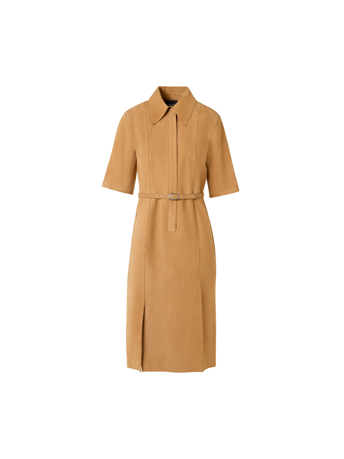Designer Kurzärmeliges Hemdblusenkleid aus Wildleder