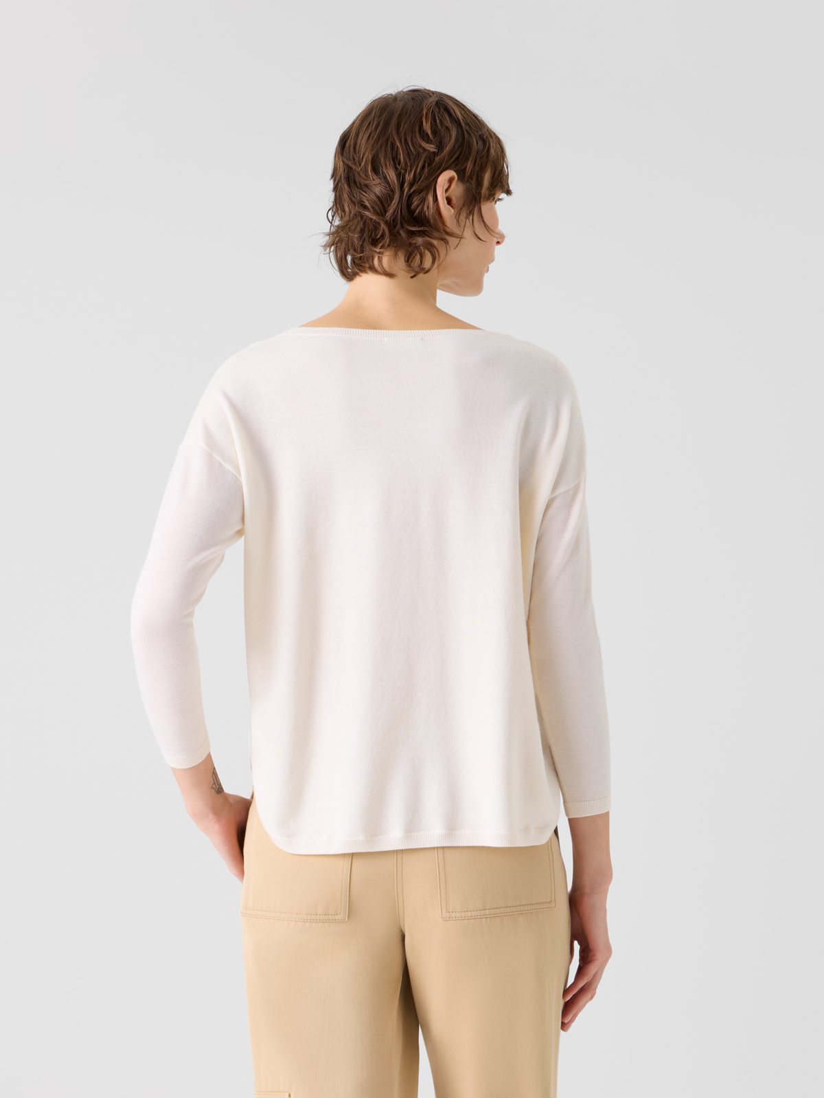 Designer Feiner Merinowolle-Signature-Strickpullover - Weiss #editorial
