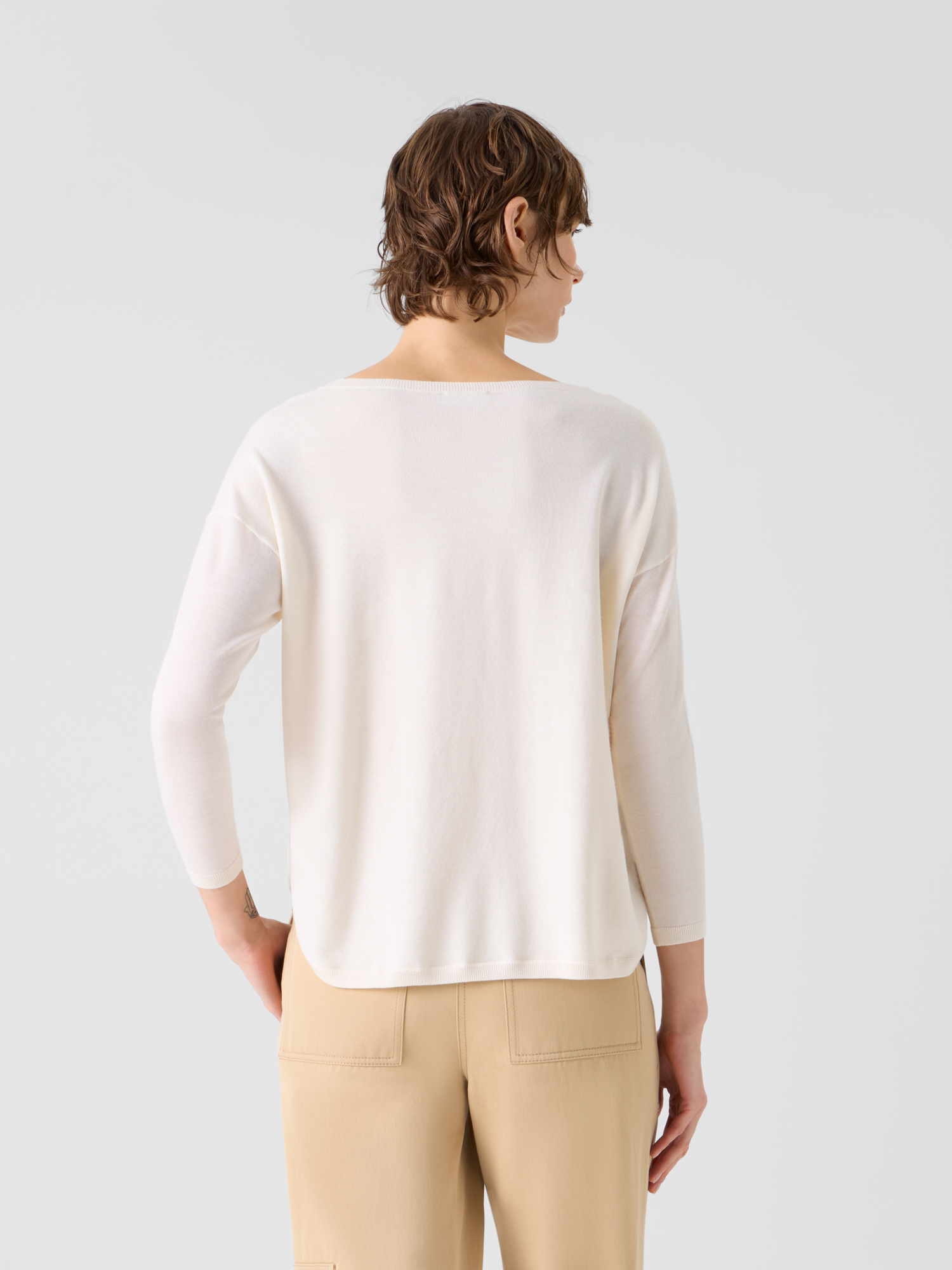 Designer Feiner Merinowolle-Signature-Strickpullover - Weiss 