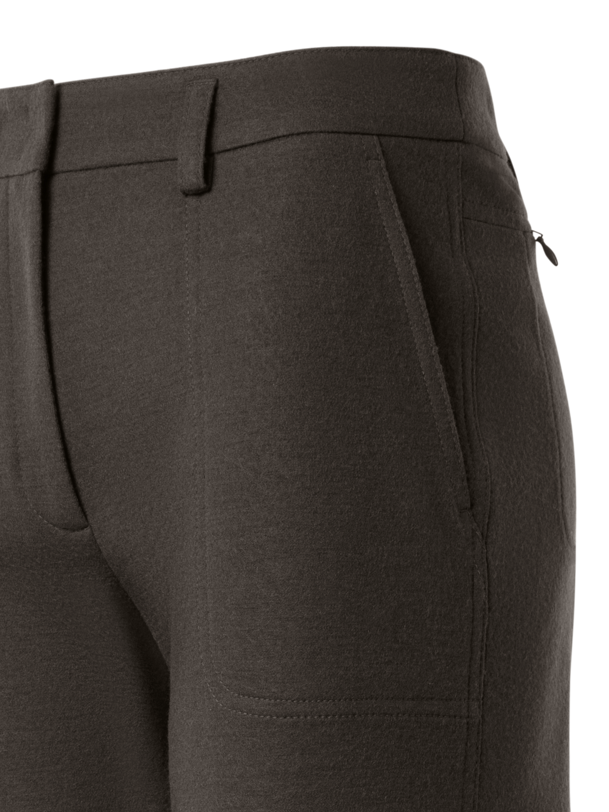 Designer Konische Cargo-Hose aus gerauhtem Wolljersey - Braun