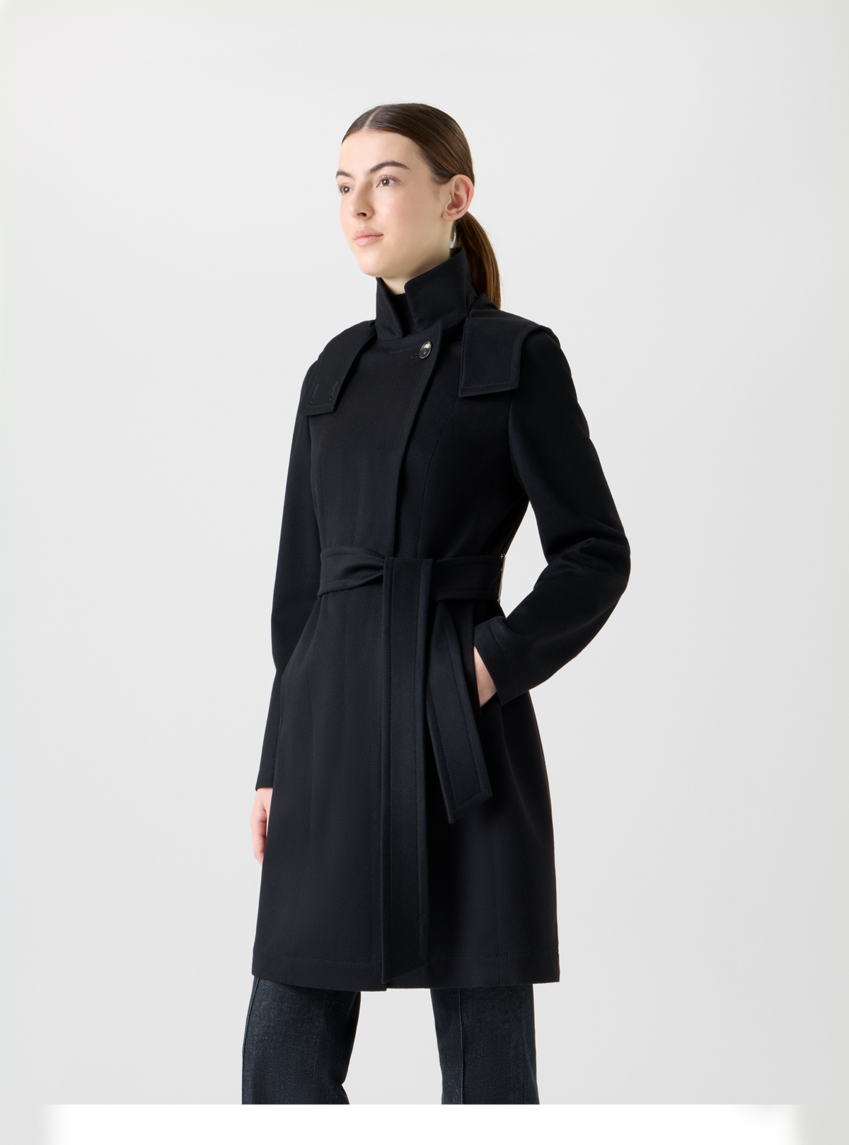 Designer Kurzer Kaschmir Storm-System® Trenchcoat - Schwarz #editorial