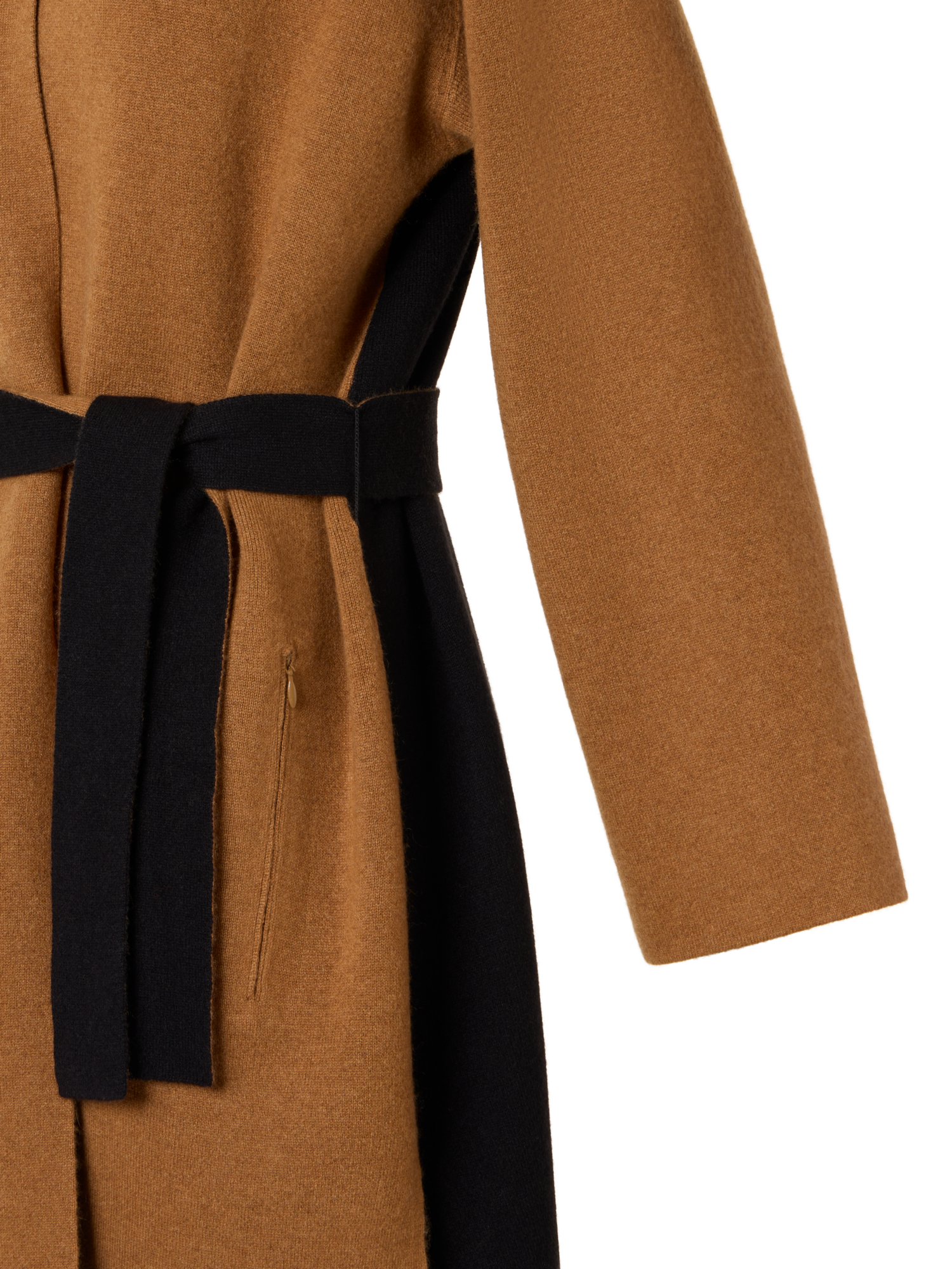 Designer Strickmantel aus Kaschmir-Double-Face im Colour-Block - Braun - Bunt - Schwarz