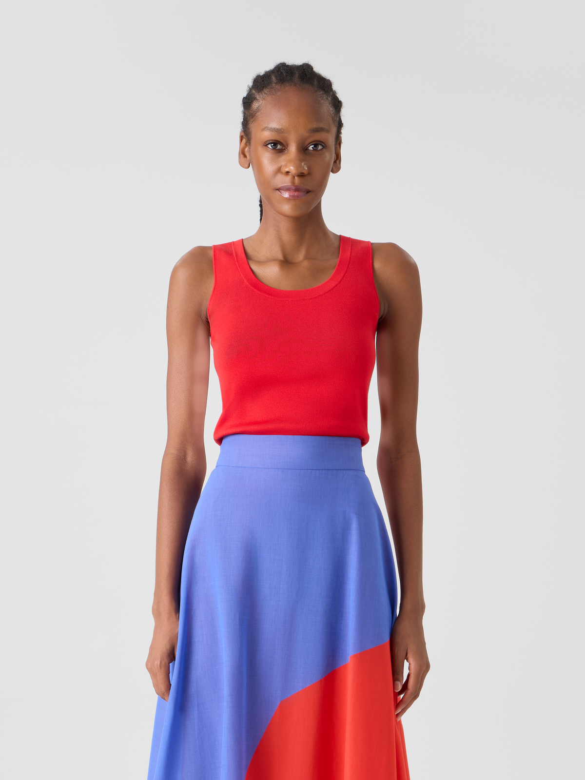 Designer Tailliertes Strick-Top aus Stretch-Seide - Rot #editorial