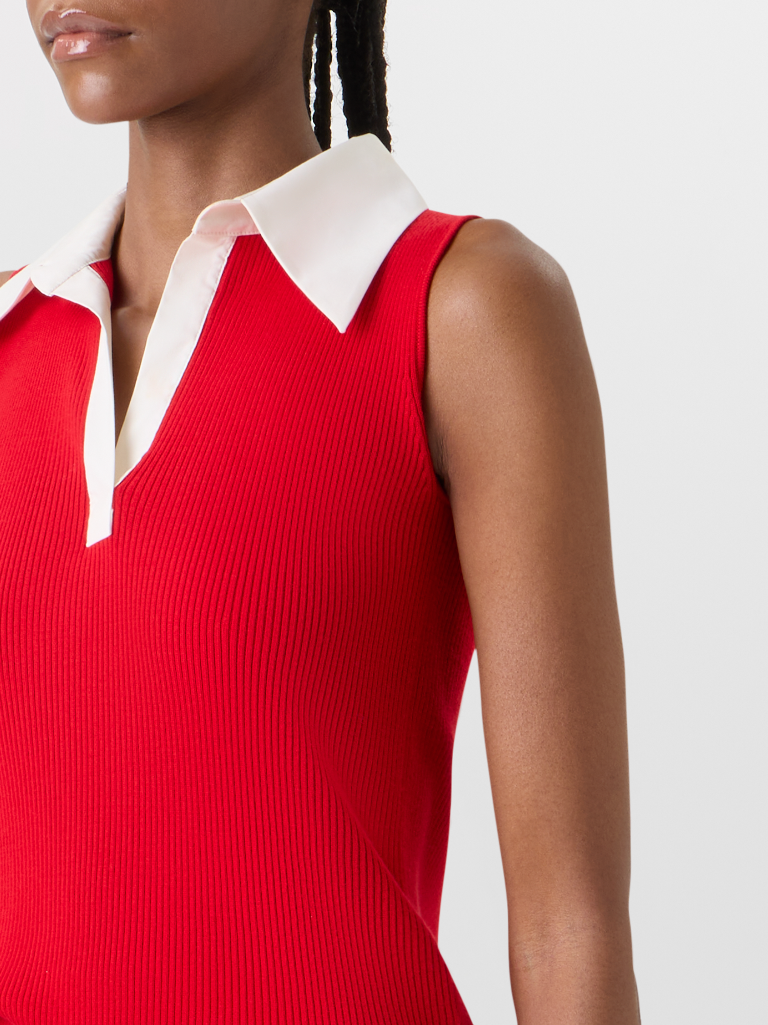 Designer Ärmelloses Strickpolo aus Merinowolle - Rot 