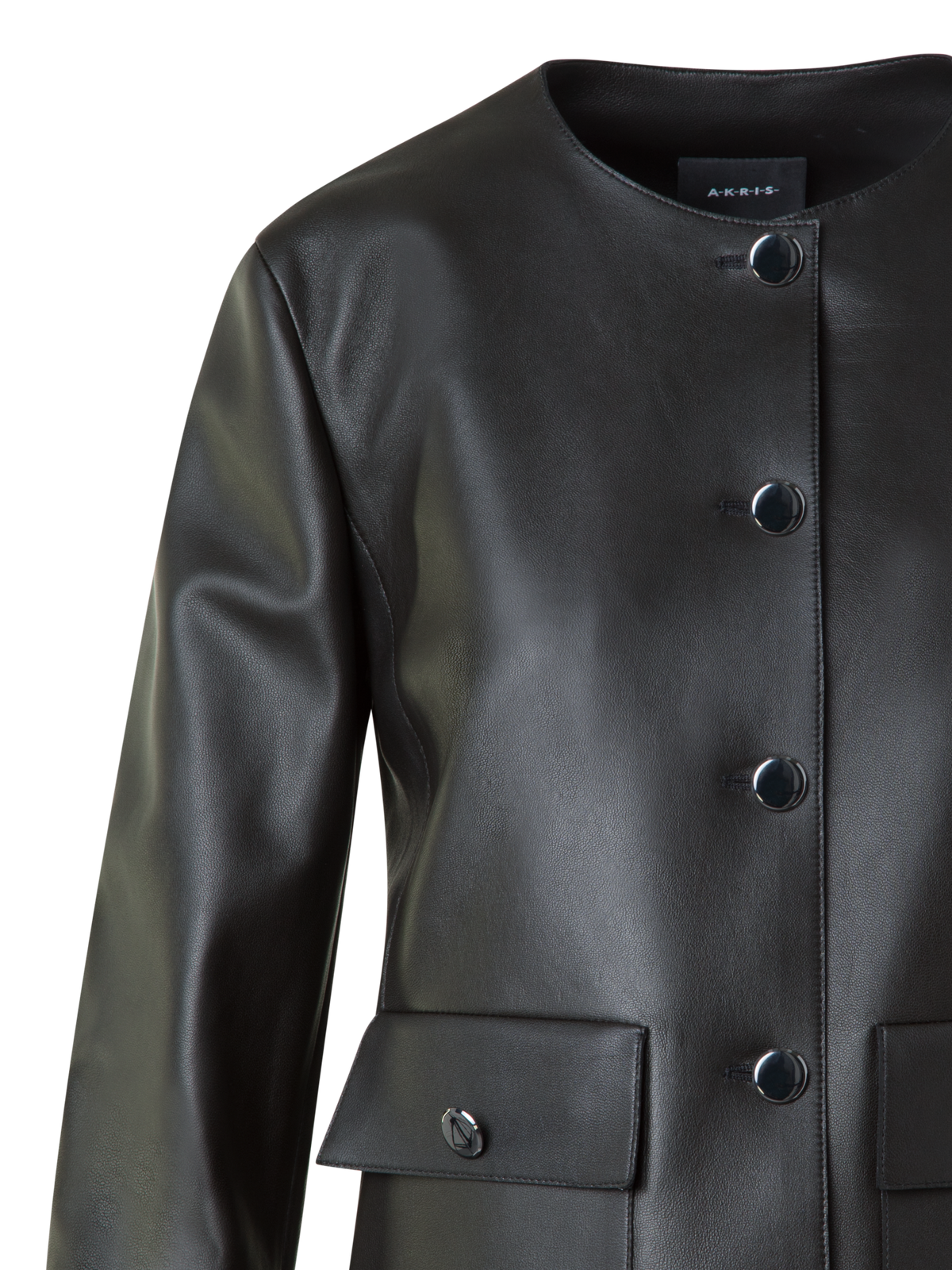 Designer Lederjacke mit verkürzten Ärmeln - Schwarz