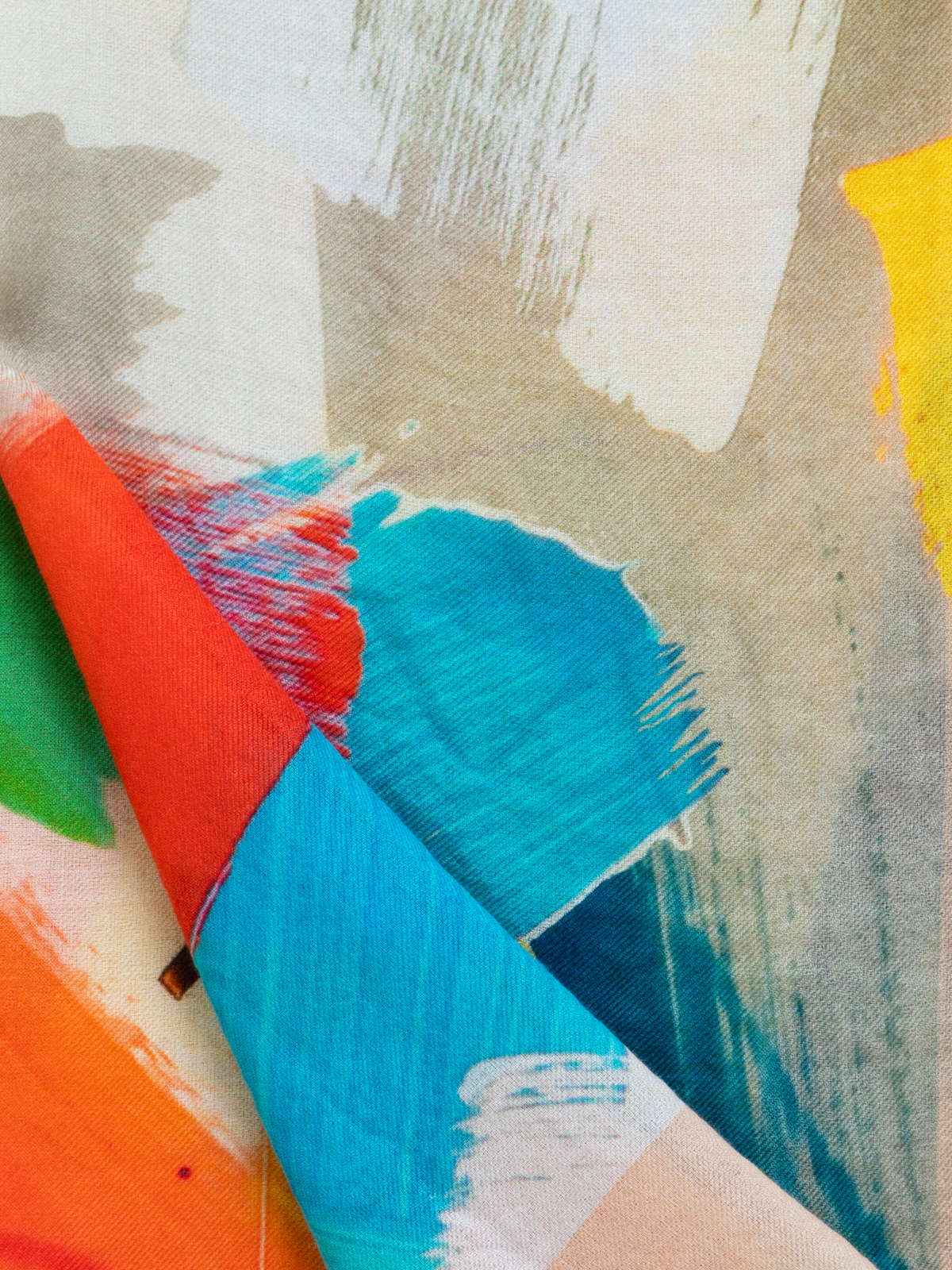 Designer Kaschmirseidenschal mit Stroke on Paper Druck - Bunt