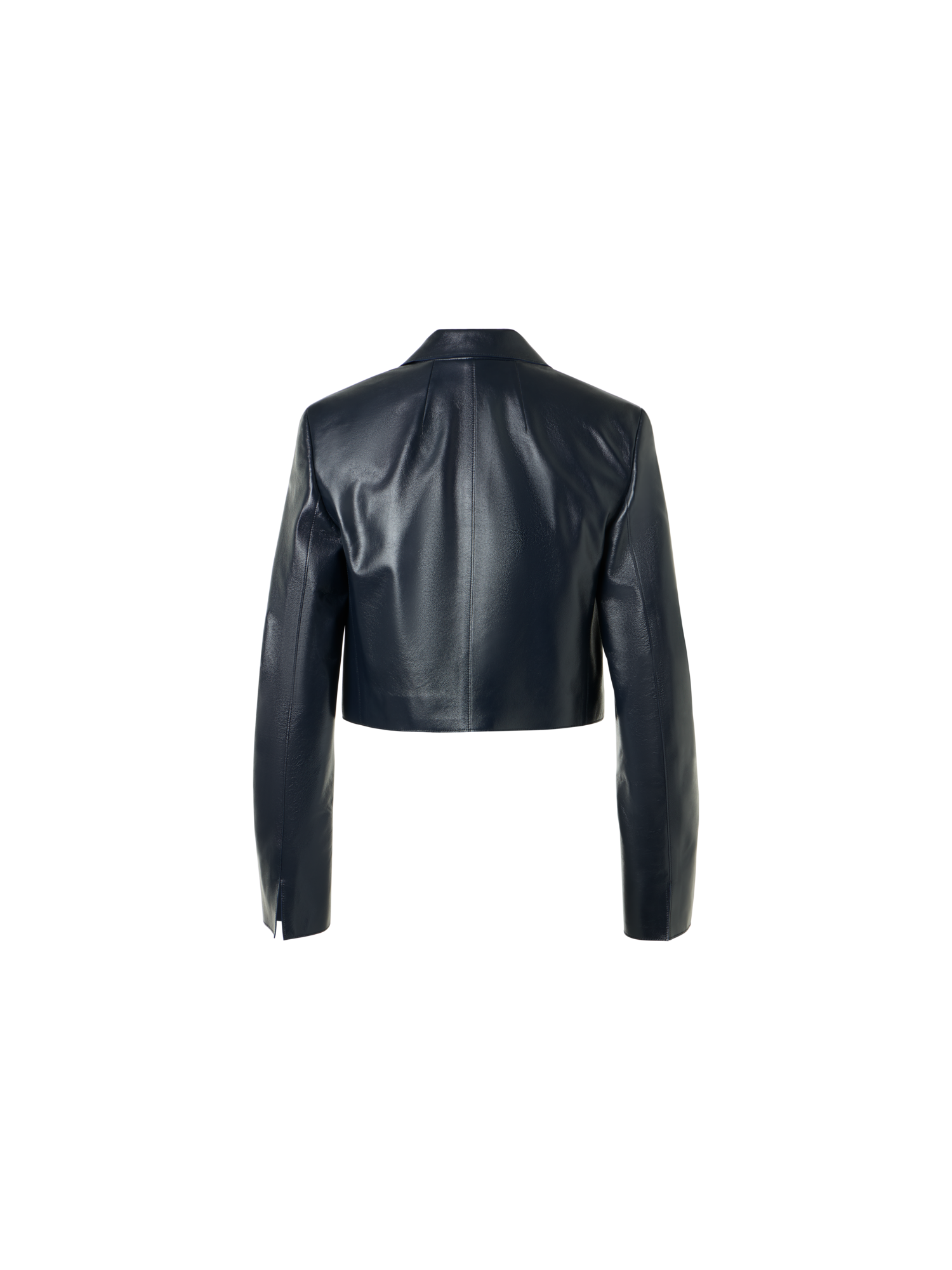 Designer Kurzjacke aus lackiertem Nappaleder - Schwarz