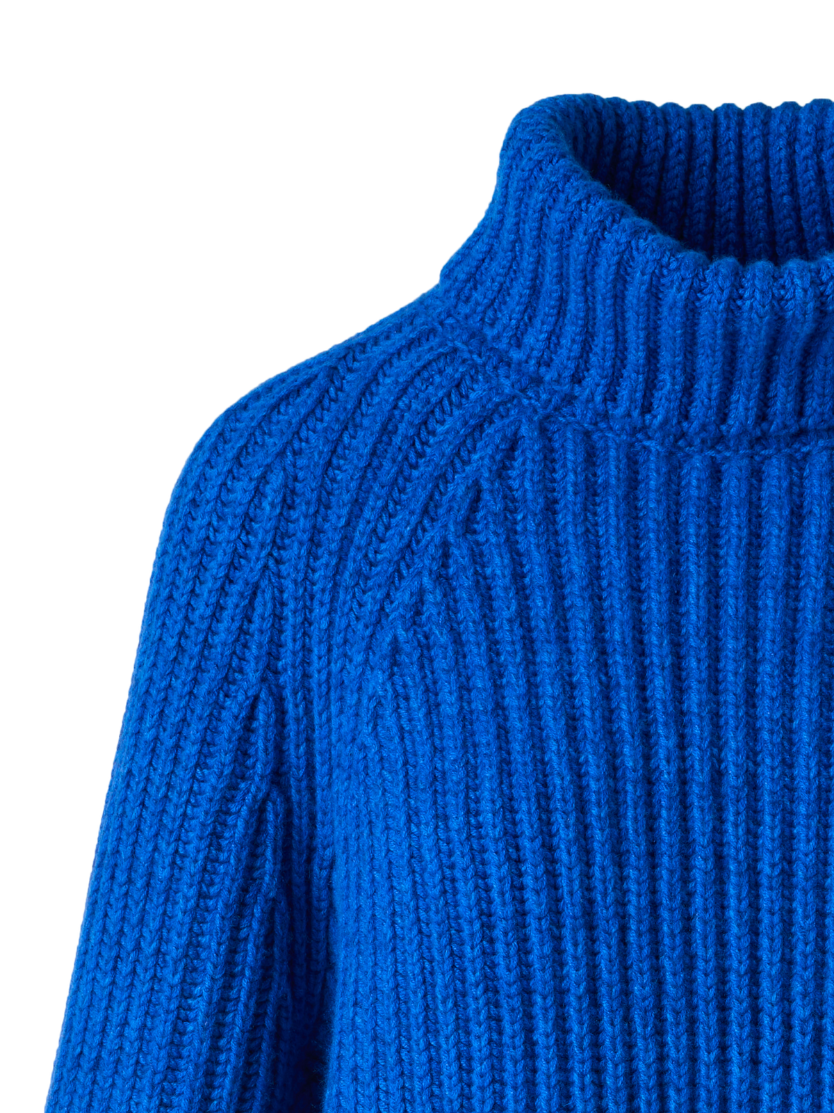 Designer Kurzer Kaschmir Rippen Rollkragen Pullover - Blau