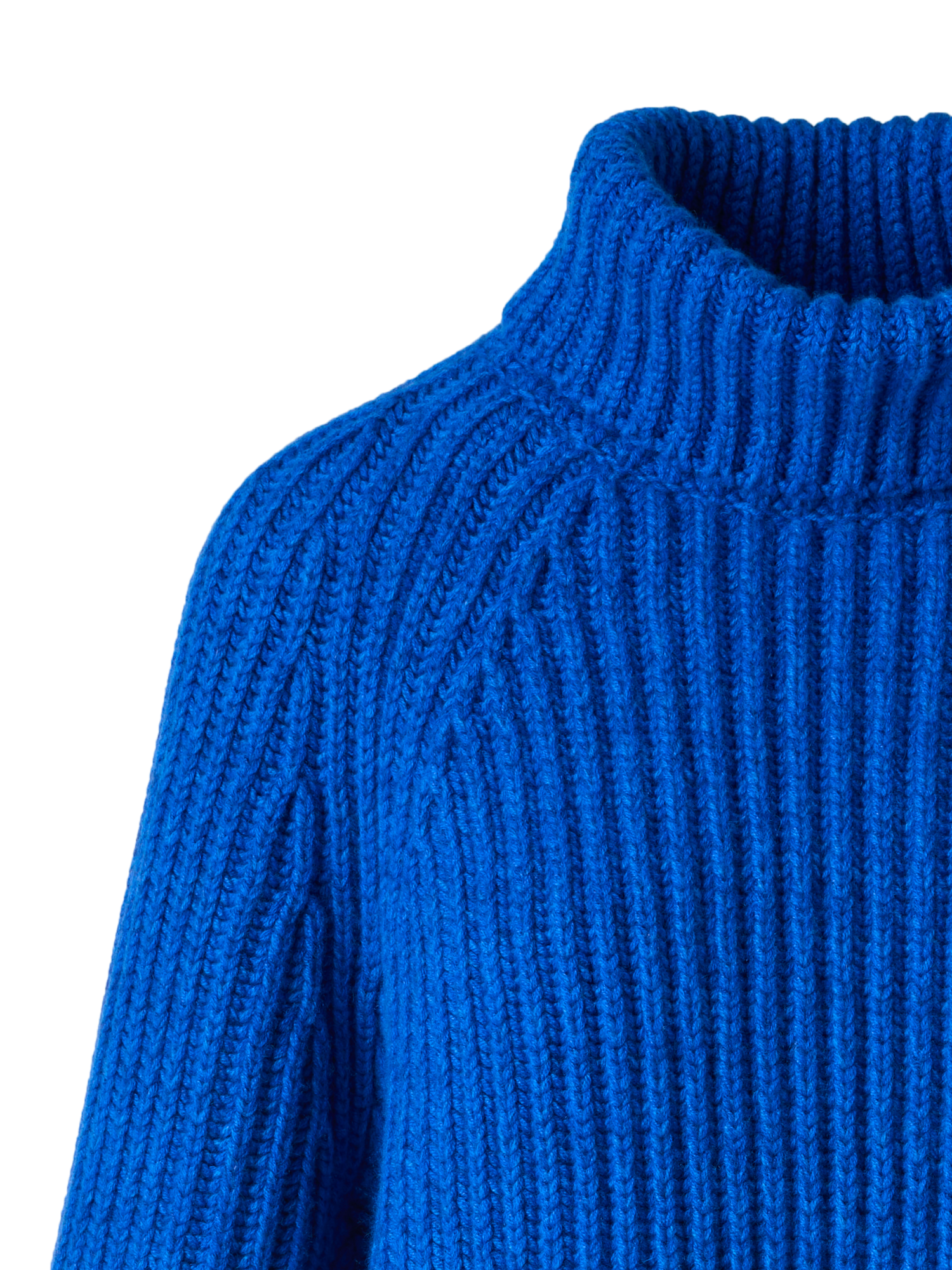 Designer Kurzer Kaschmir Rippen Rollkragen Pullover - Blau