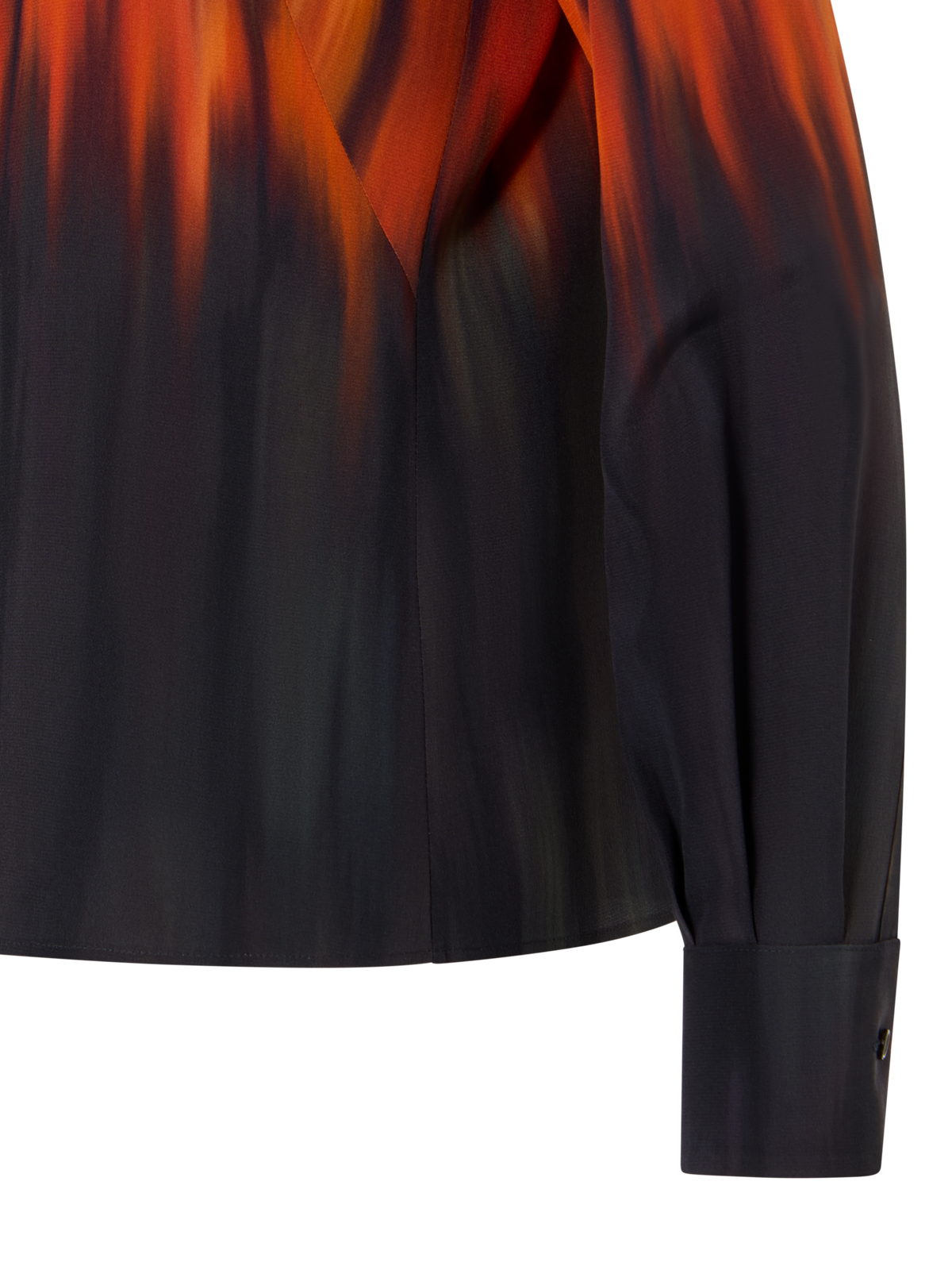 Designer Seidenbluse mit Fuego Negro Print - Schwarz - Rot - Bunt - Orange