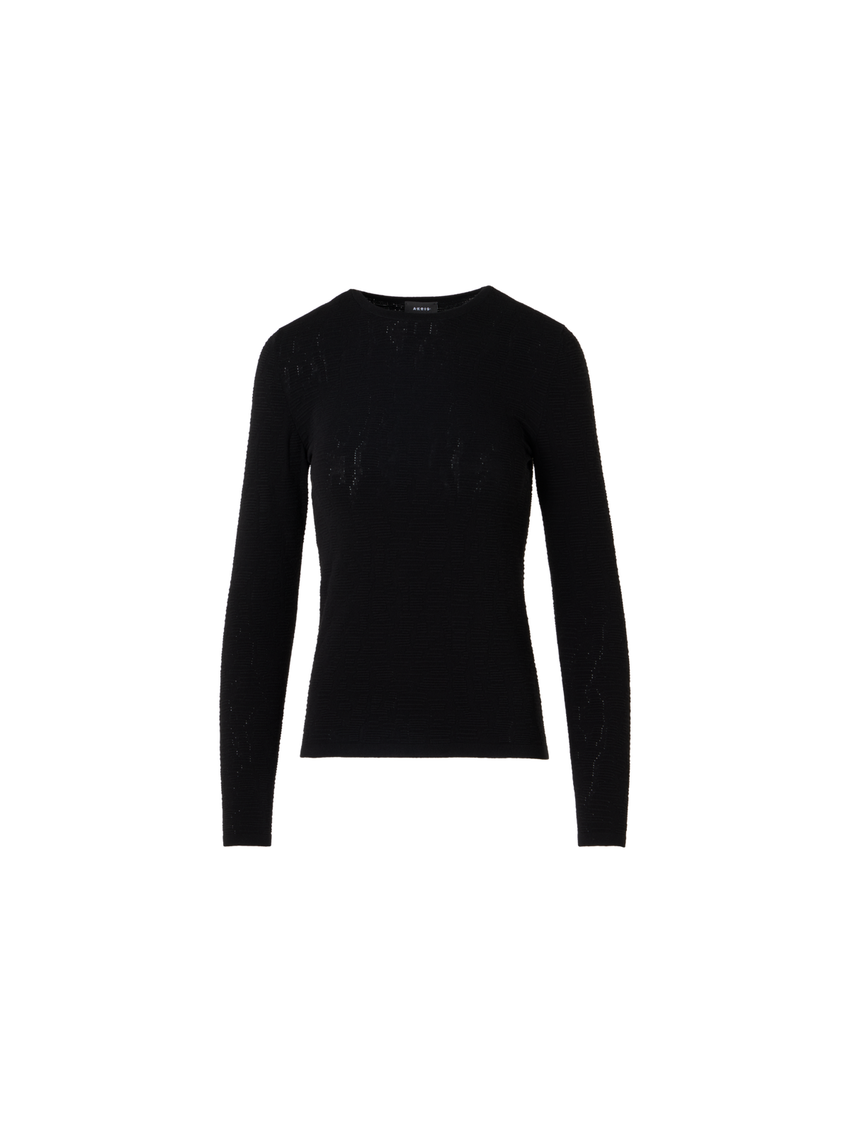Designer Langärmeliger Strickpullover aus tonalem Dance Movement Jacquard - Schwarz