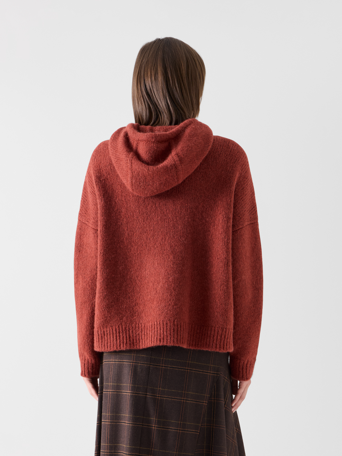 Designer Oversize Hoodie aus flauschigem Alpaka - Rot 