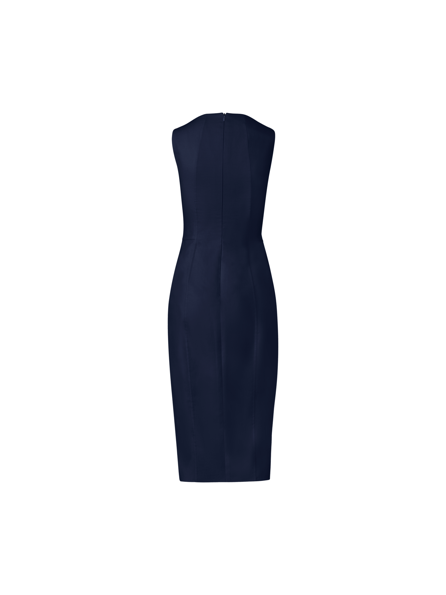 Designer Etuikleid aus Baumwoll-Seiden-Doubleface - Dunkelblau - Blau
