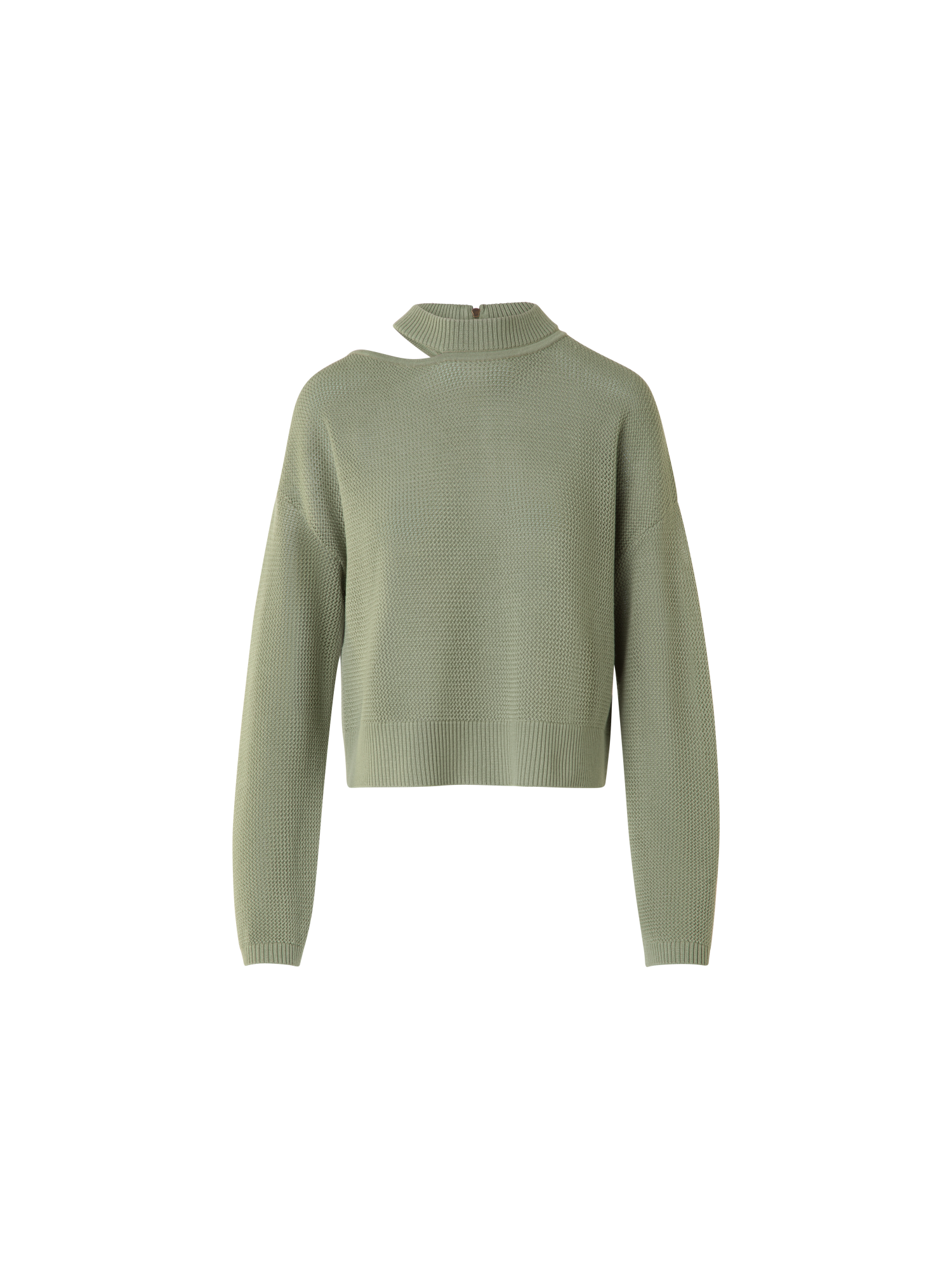 Designer Merino Pullover mit Schulterausschnitt - Grün