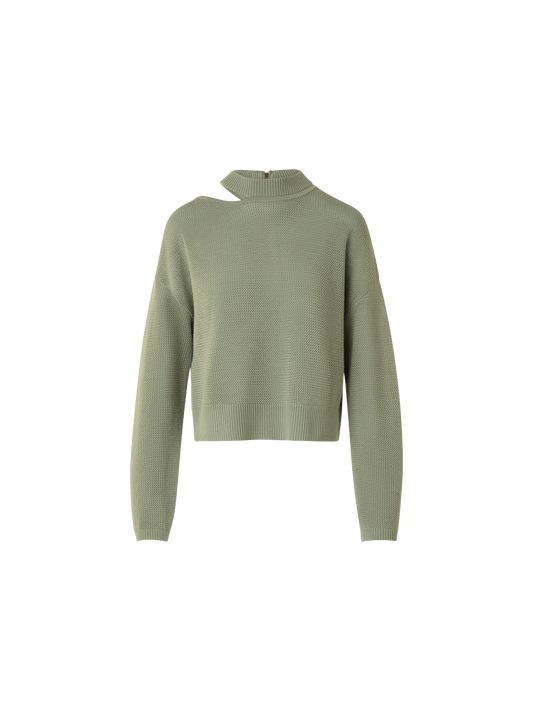 Designer Merino Pullover mit Schulterausschnitt - Grün