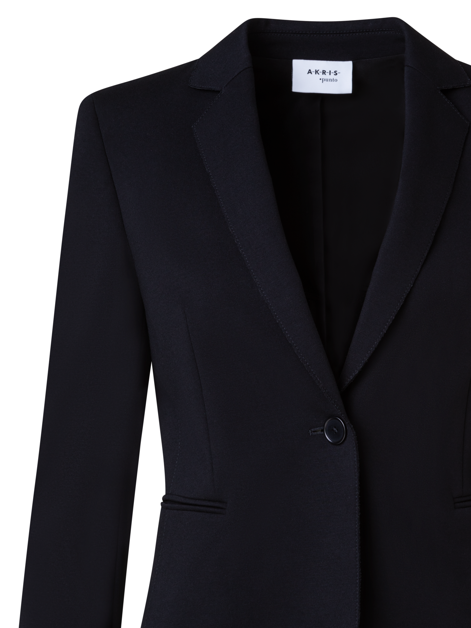 Designer Jersey Blazer mit Faux-Leder-Kragen - Schwarz