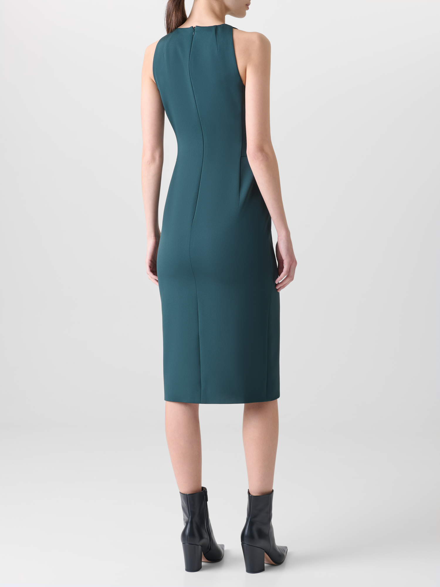 Designer Seidenkleid mit 3D Anemone - Grün