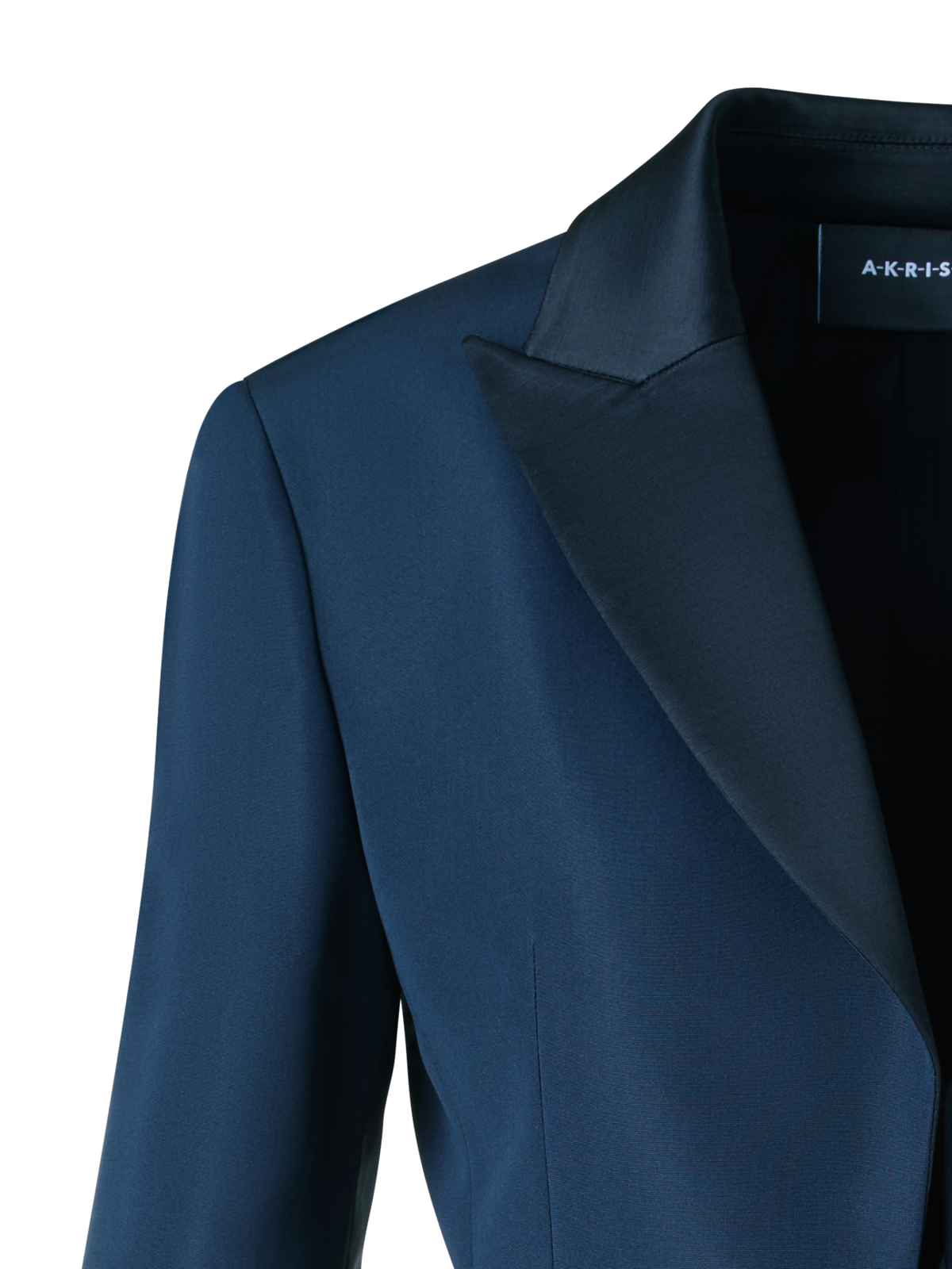 Designer Bi-Color Spitzrevers Ottoman Seiden Jacke - Dunkelblau - Blau - Bunt