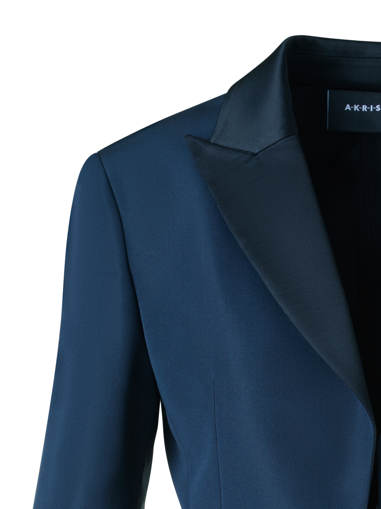 Designer Bi-Color Spitzrevers Ottoman Seiden Jacke - Dunkelblau - Blau - Bunt