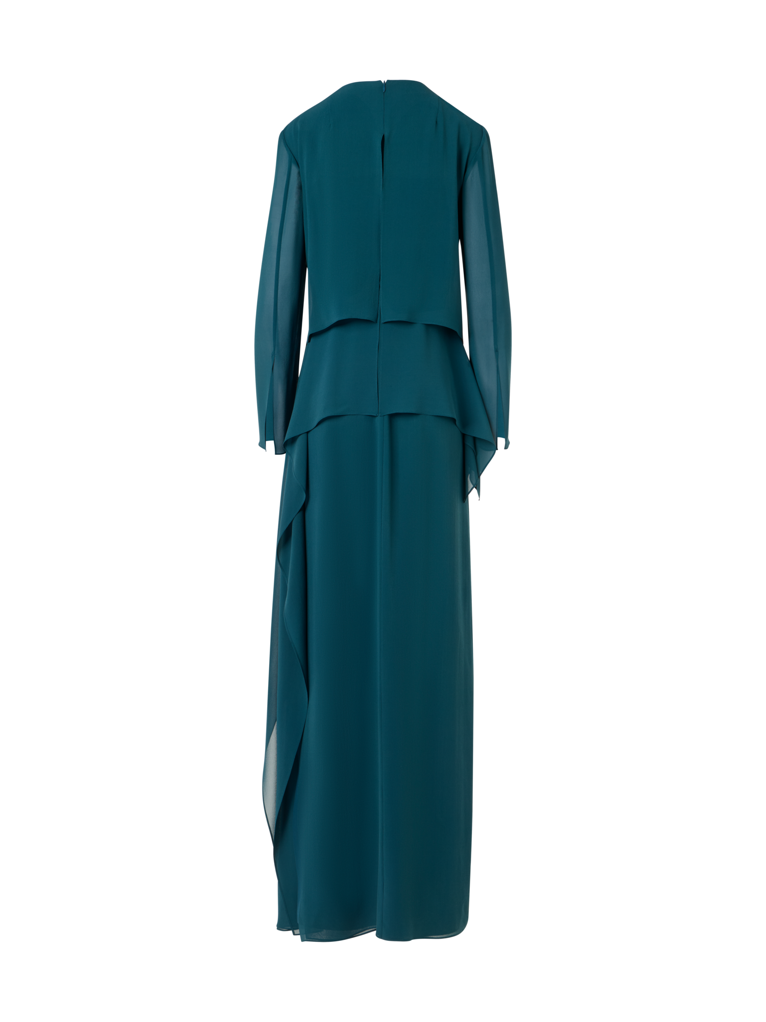 Designer Abendkleid aus Seidengeorgette - Blau