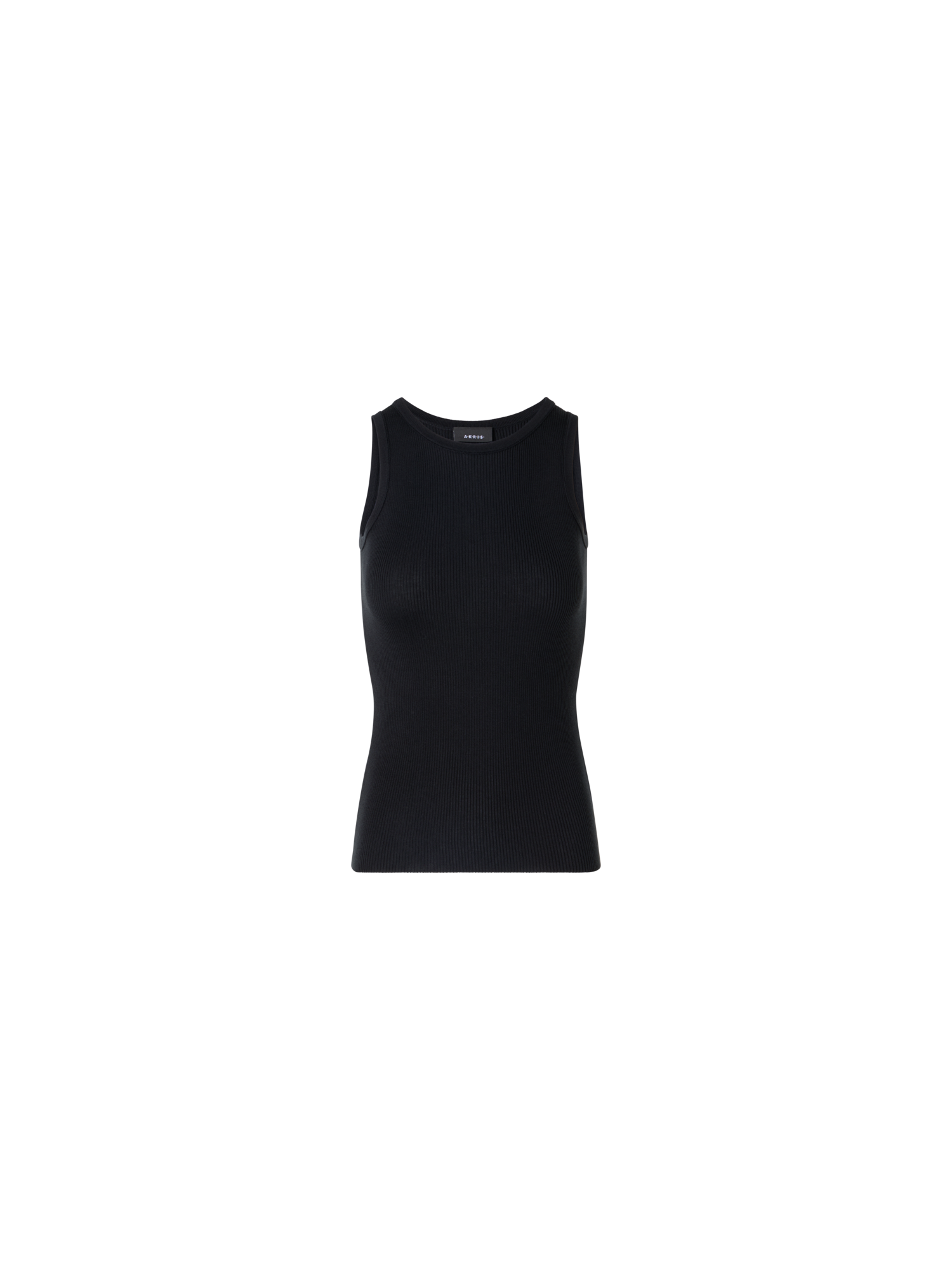 Designer Ärmelloses geripptes Seidenstrick-Top - Schwarz