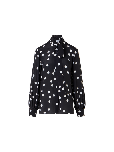 Designer Bluse aus Viskose-Georgette - Schwarz