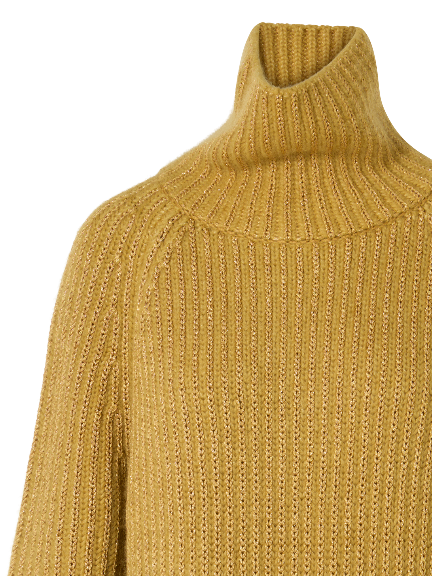 Designer Grobstrick-Rollkragen aus Kaschmir-Seiden-Lamé - Gold