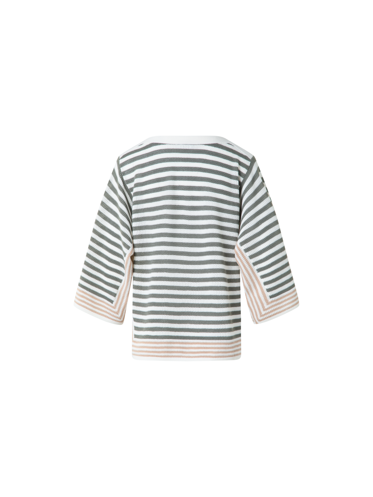 Designer Gestreifter Kurzarmpullover aus Merinowolle - Grün - Bunt