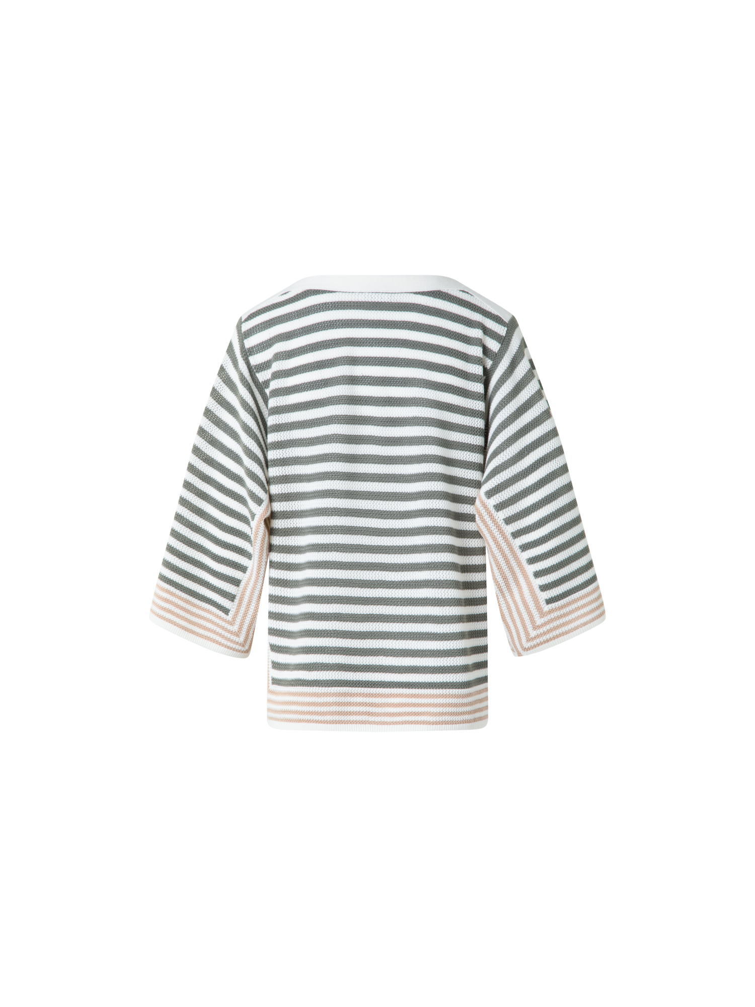 Designer Gestreifter Kurzarmpullover aus Merinowolle - Grün - Bunt