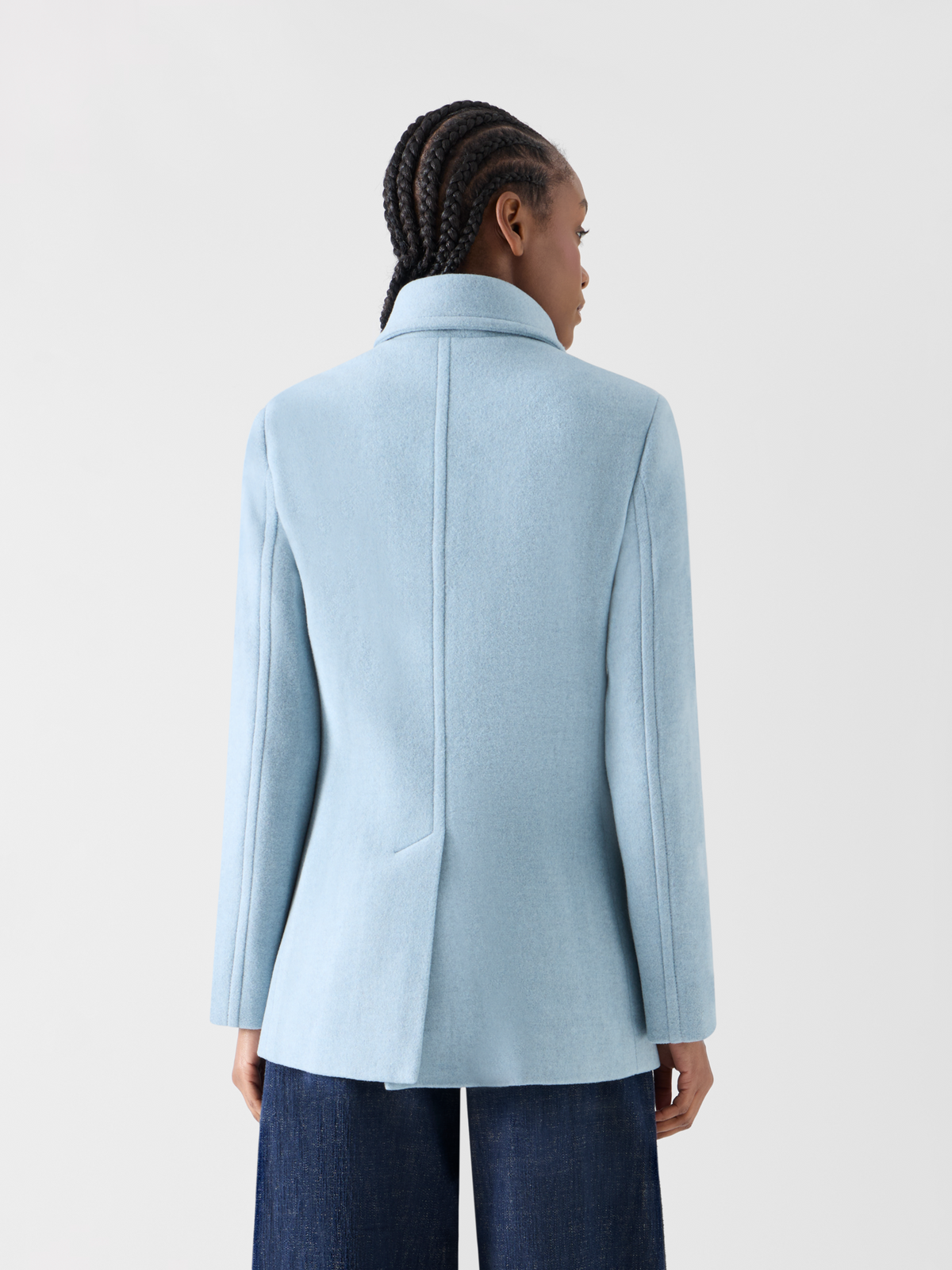 Designer Zweireihiger Peacoat aus Filzwolle - Blau #editorial