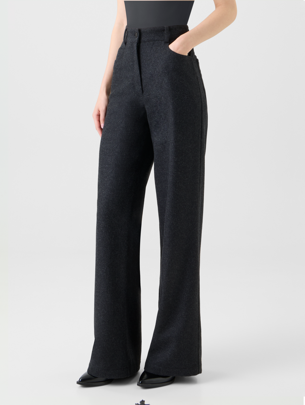 Designer Weite winterliche Wollflanell Hose - Grau #editorial