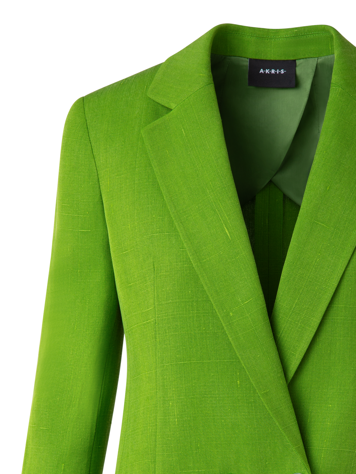 Designer Zweireihiger Blazer aus Shantung-Seide - Grün