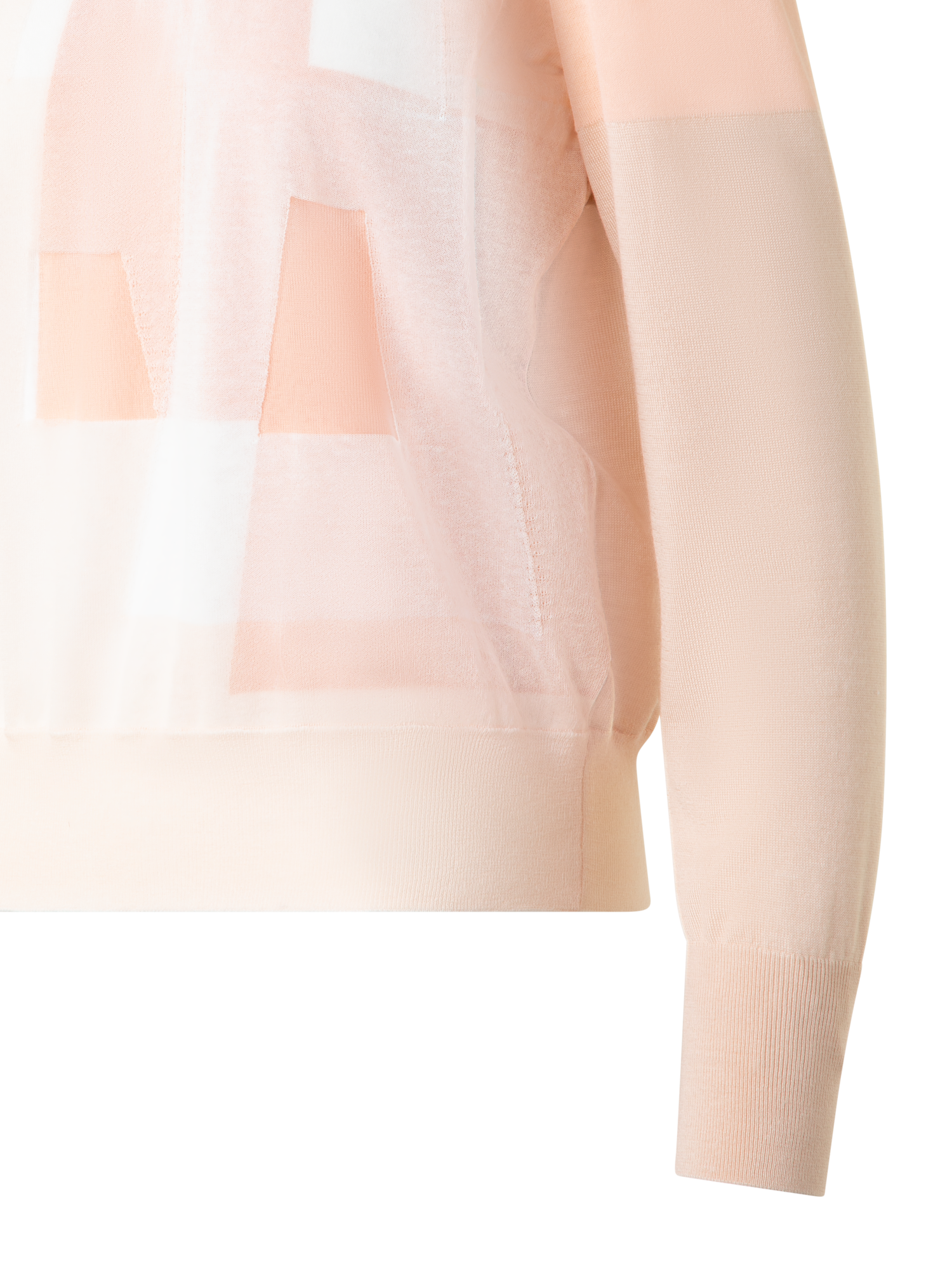 Designer Doppellagiger Intarsien-Pullover - Bunt - Beige - Rosa